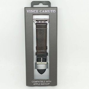 Vince Camuto 24mm Black Leather Watch Strap Fits Apple Watch 42/44/45mm NEW